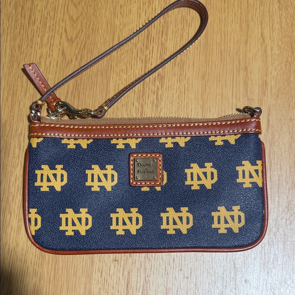 Dooney & Bourke Blue and Gold Logo Wristlet